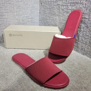 Rothy's | Shoes | Rothys The Slide Red Sangria Comfortable Flat Sandals ...